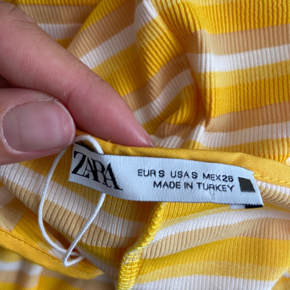 NWT Zara Sleeveless Ribbed Knit Striped Dress Yellow Size Small - Picture 4 of 8